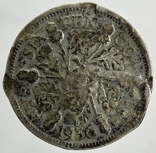 1936 George V Sixpence Silver Coin | Worn Grade
