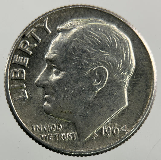 1964 - D US USA Roosevelt Dime Silver Coin | Fine Collectable Grade