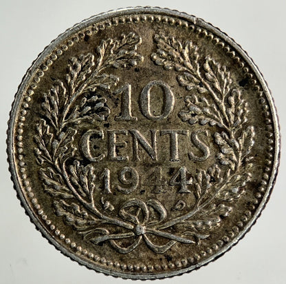 1944 Netherlands 10 Cents Silver Coin | Very High Grade