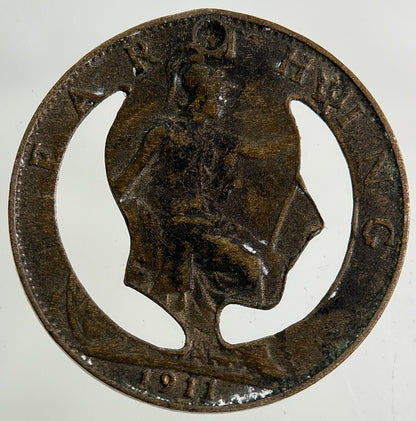 1911 Modified George V Farthing Coin | Collectable Grade