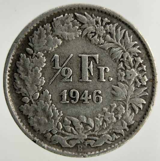 1946 Switzerland Swiss 1/2 Half Franc Silver Coin | Fine Collectable Grade
