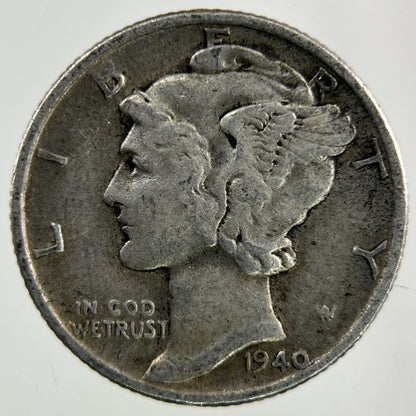 1940 US USA Mercury Dime Silver Coin | Fine Collectable Grade