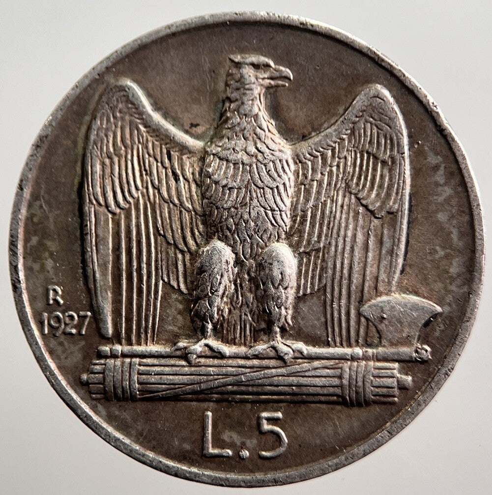 1927 - R Italy 5 Lira Silver Coin | Very High Grade | a1667