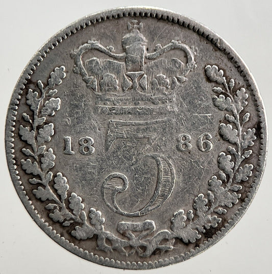 1886 Victoria Young Head Threepence Silver Coin | Fine Collectable Grade | a2567