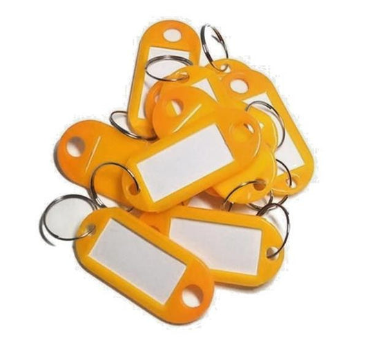 10 x Orange Plastic Key - Ring ID Tags Name Label Key Fob Tag - UK Stock