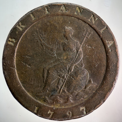 1797 George III 3rd Cartwheel Two - Pence Coin | Fine Collectable Grade