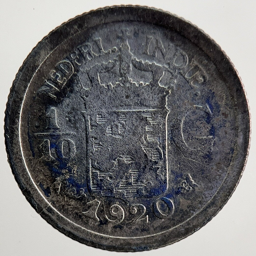 1920 Netherlands East Indies 1/10 Gulden Silver Coin | Collectable Grade | a5512