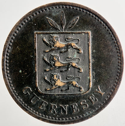 1885 Guernsey 4 Doubles Coin | Fine Collectable Grade | a9427