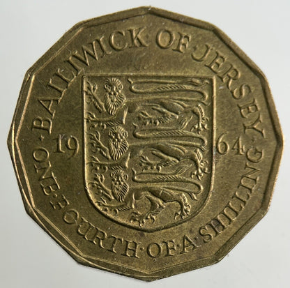 1964 Jersey 1/4 One Fourth Of A Shilling Coin | Fine Collectable Grade