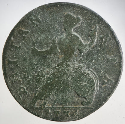 1734 George 2nd II Half - Penny British Coin | Collectable Grade | a5744