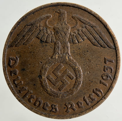 1937 Germany Nazi 1 Pfennig Coin | Very High Grade