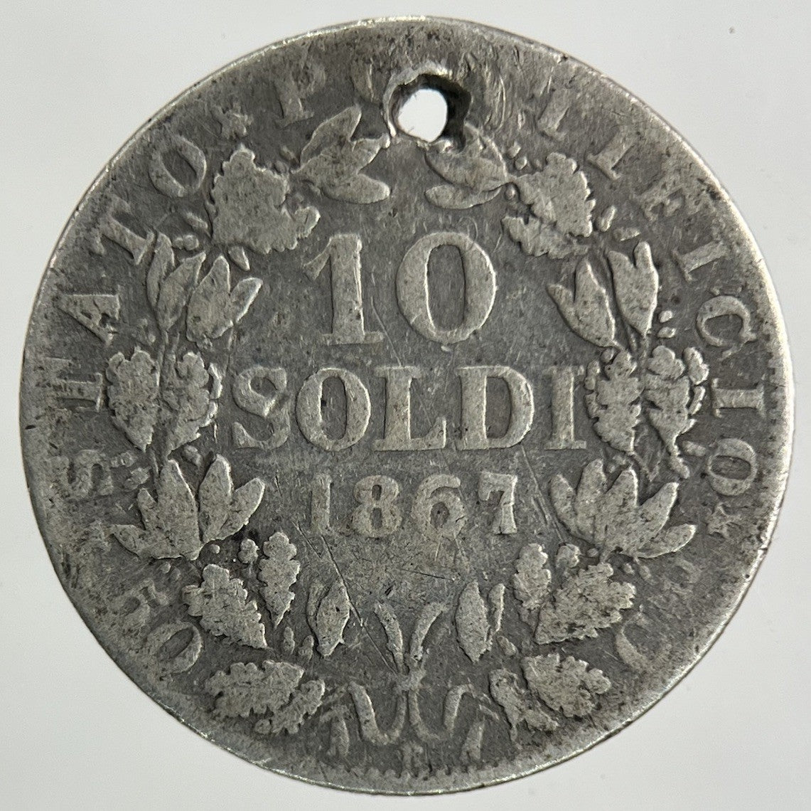 1867 Italy Papal States 10 Soldi Silver Coin | Collectable Grade