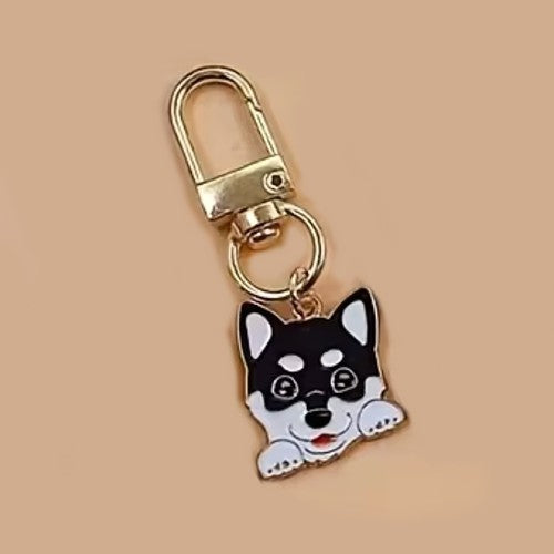 Mini Metal Grey & White Husky Dog Charm Keyring Keychain Gift UK