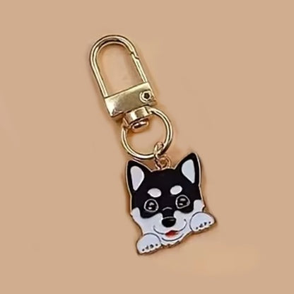 Mini Metal Grey & White Husky Dog Charm Keyring Keychain Gift UK