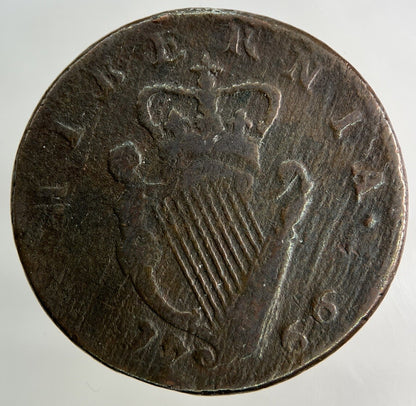 1766 Irish Half - Penny Coin | Fine Collectable Grade