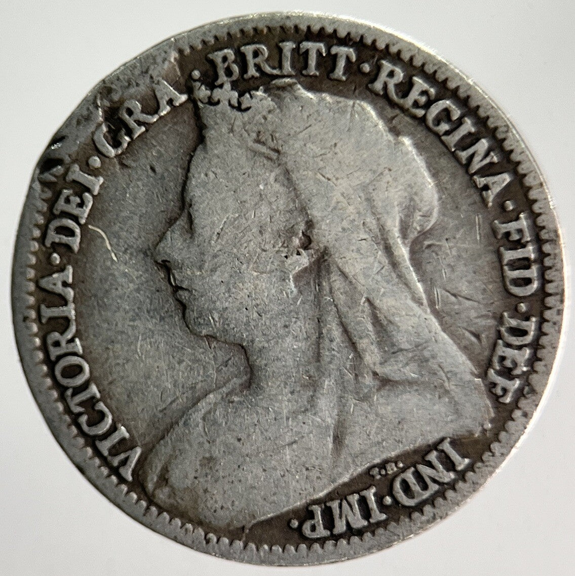 1896 Veiled Head Victoria Threepence Silver Coin | Collectable Grade | a4007
