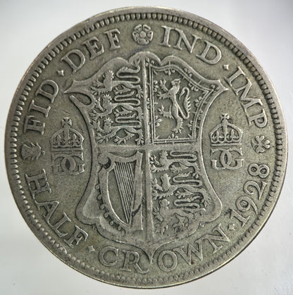 1928 George V Half - Crown Silver Coin | Fine Collectable Grade