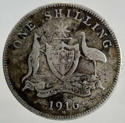 1916 - M Australia One Shilling Silver Coin | Collectable Grade