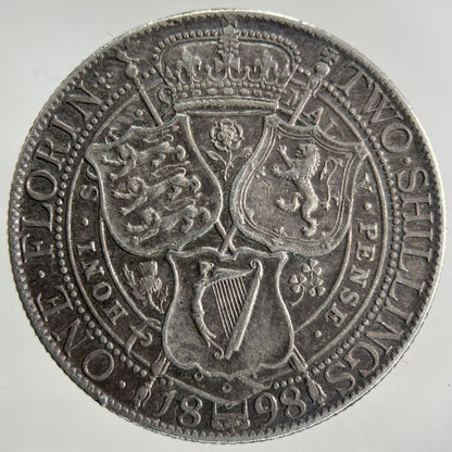 1898 Victoria Florin Silver Coin | Very High Grade