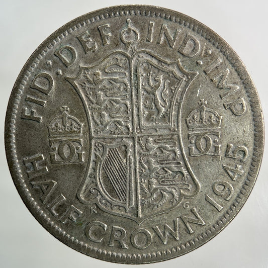 1945 George VI Half - Crown Silver Coin | Fine Collectable Grade