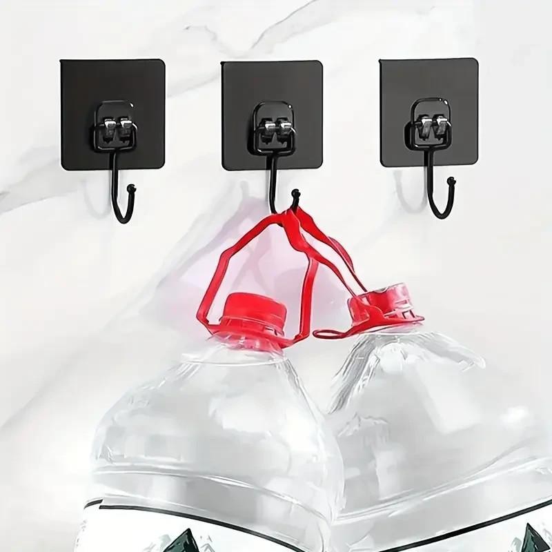 5 x Black Kitchen Hooks Wall Mounted Cupboard Bathroom Utensil Hanging Holder