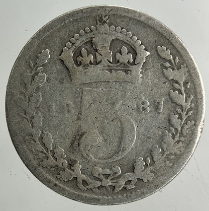 1887 Victoria Threepence Silver Coin | Fair Grade