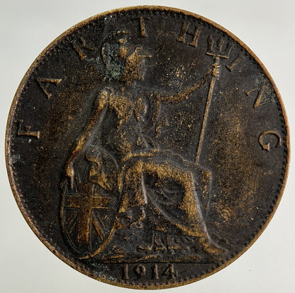 1914 George V Farthing Coin | Fine Collectable Grade