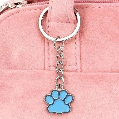 Mini Metal Cute Blue Cat / Dog Pet Animal Paw Keyring Premium Keychain Gift UK
