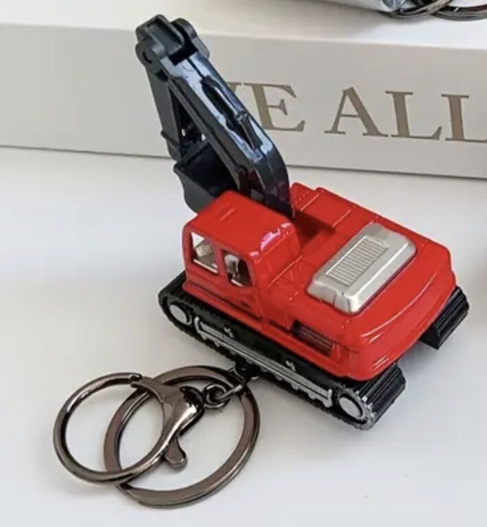Mini Red Builder Construction Excavator Shaped Keyring Premium Keychain Gift UK