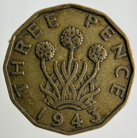 1943 George VI Brass Threepence Coin | Fine Collectable Grade