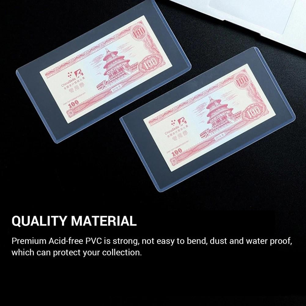 20 x Thick Clear Money Sleeves Currency Banknote Bill Storage Bag Protector