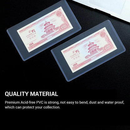20 x Thick Clear Money Sleeves Currency Banknote Bill Storage Bag Protector