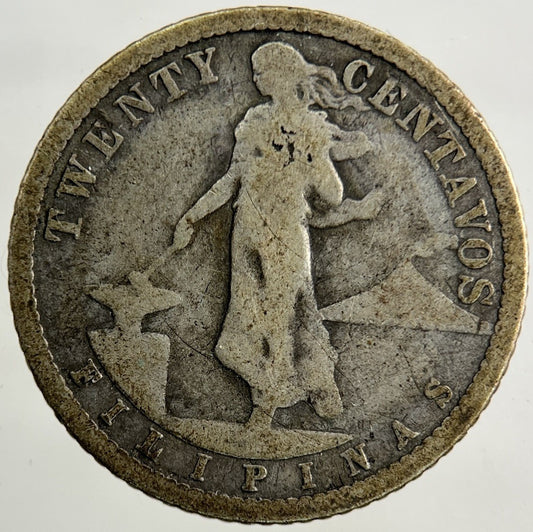 1907 Philippines 20 Centavos Silver Coin | Collectable Grade