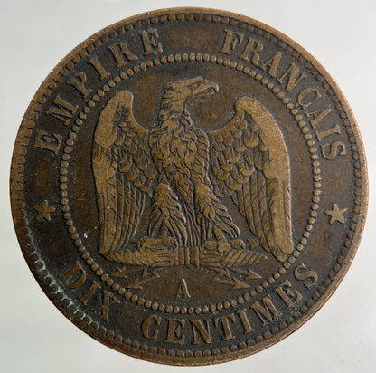 1861 France 10 Centimes Coin | Fine Collectable Grade