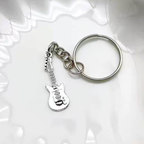 Mini Metal Guitar Music Charm Keyring Premium Keychain Gift UK