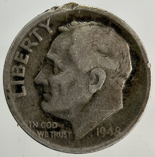 1948 - D US USA Roosevelt Dime Silver Coin | Collectable Grade