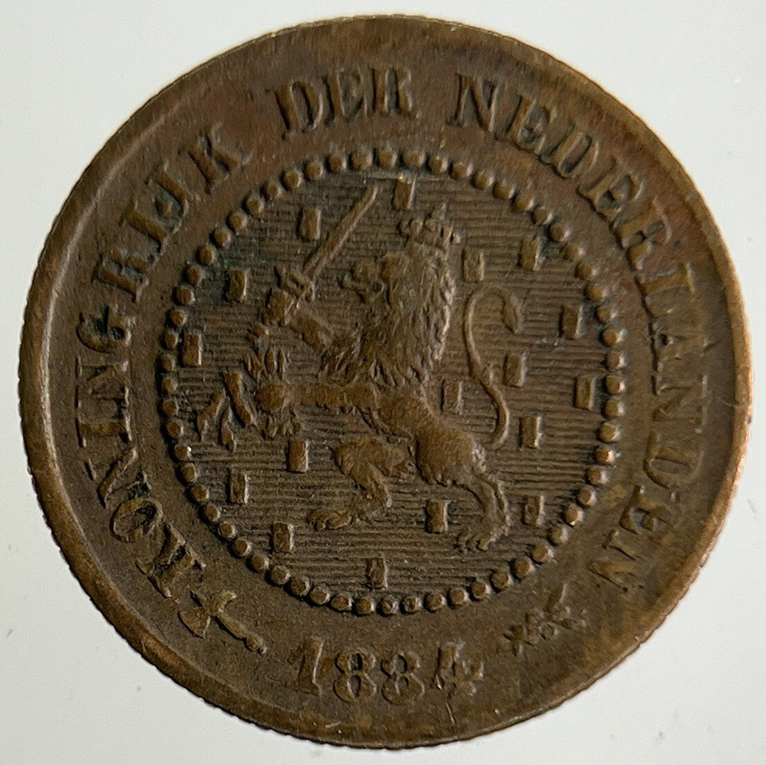 1884 Netherlands 1/2 Half Cent Coin | Very High Grade