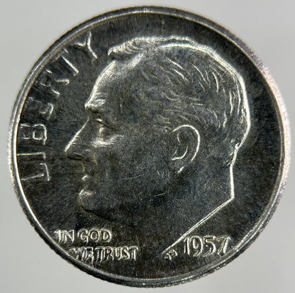 1957 US USA Roosevelt Dime Silver Coin | Fine Collectable Grade