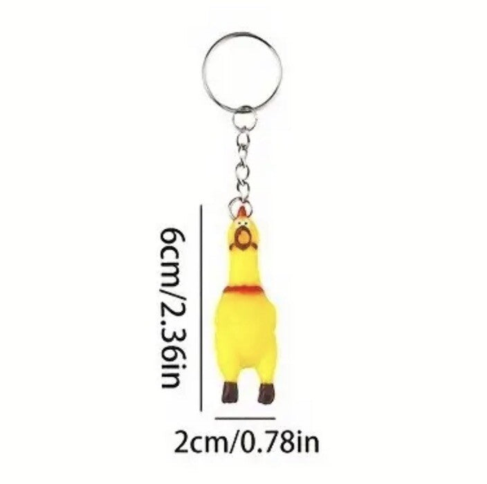 Mini Fun Screaming Chicken Keyring Premium Keychain Gift UK