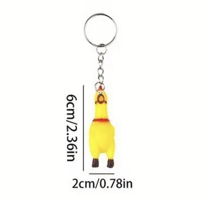 Mini Fun Screaming Chicken Keyring Premium Keychain Gift UK