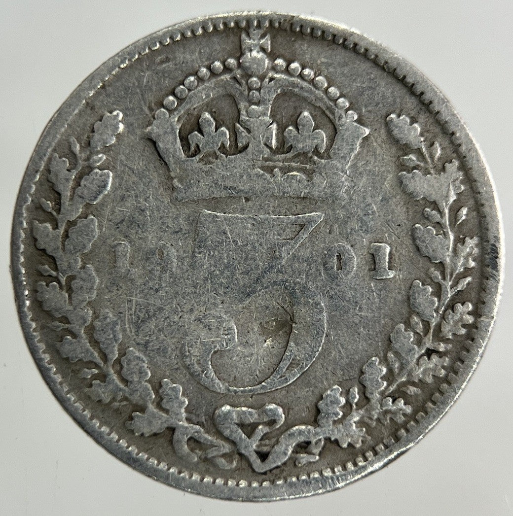 1901 Victoria Threepence Silver Coin | Fair Grade