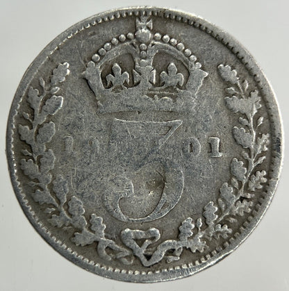 1901 Victoria Threepence Silver Coin | Fair Grade