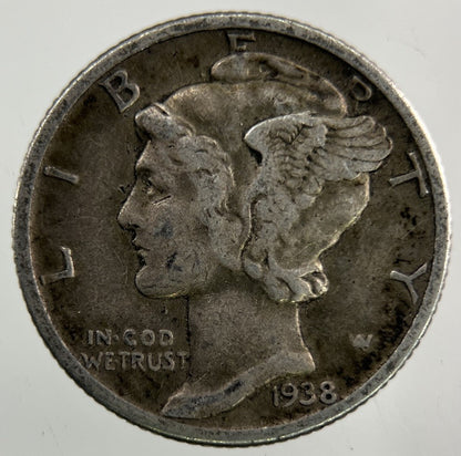 1938 US USA Mercury Dime Silver Coin | Fine Collectable Grade