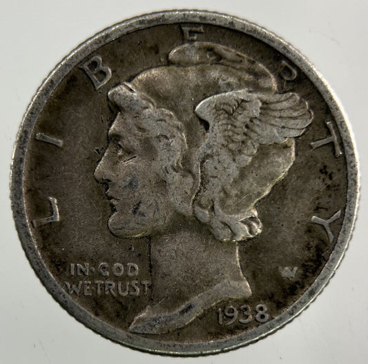 1938 US USA Mercury Dime Silver Coin | Fine Collectable Grade