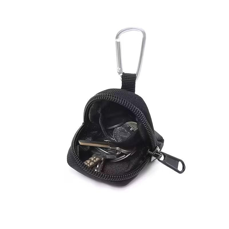 Durable Nylon Clip Wallet Pouch with Zipper - For Coins Keys Earphones Earbuds