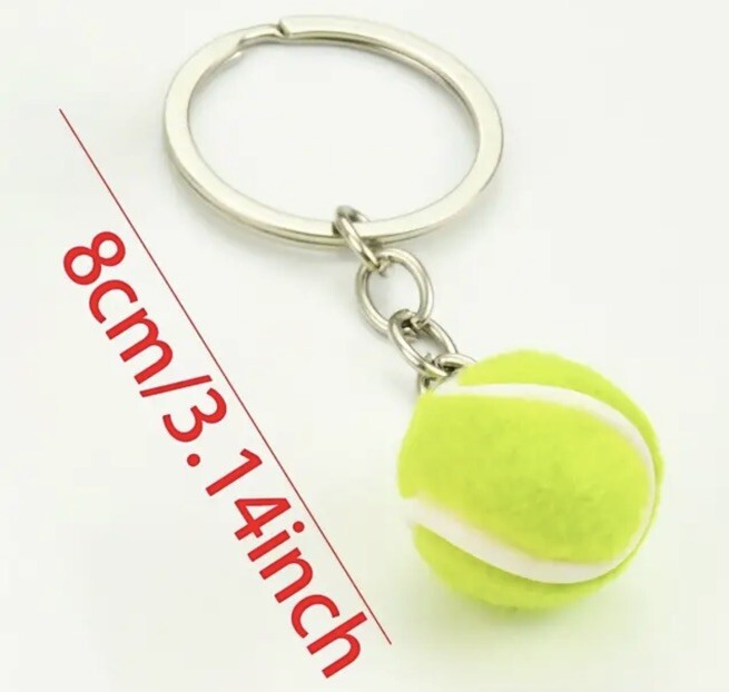 Mini Green Tennis Ball Sports Ball Shaped Keyring Premium Keychain Gift UK