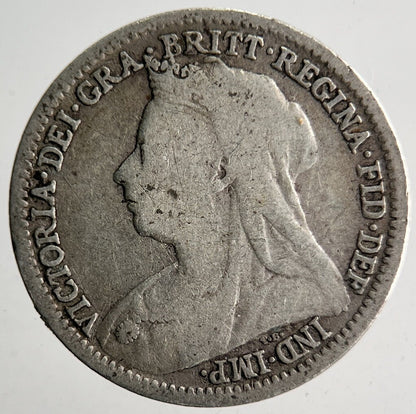 1897 Veiled Head Victoria Threepence Silver Coin | Collectable Grade | a4023