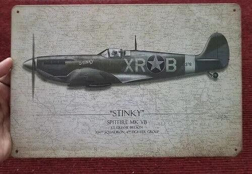 British Spitfire Aeroplane Metal Plaque Retro Vintage Tin sign 30x20cm