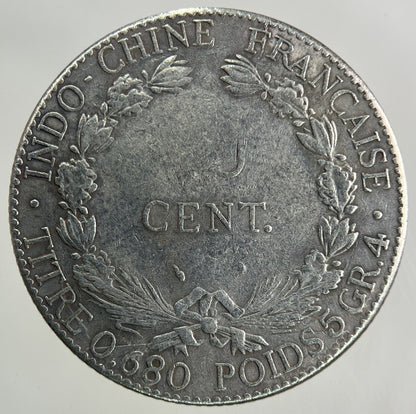 1937 France Indo - China 20 Cent Silver Coin | Fine Collectable Grade
