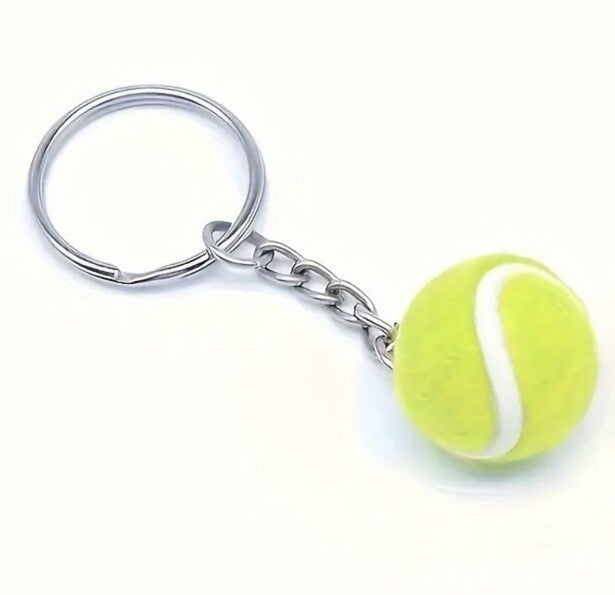 Mini Green Tennis Ball Sports Ball Shaped Keyring Premium Keychain Gift UK